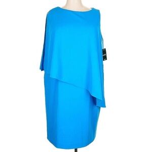 NWT Lauren Ralph Lauren Vibrant Blue Asymmetrical Cocktail Dress.Size 18W.